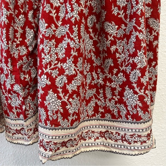 Madewell Pintucked Puff-Sleeve Midi Dress in Red Floral Fall Dress Size 00 NWT - Picture 13 of 15